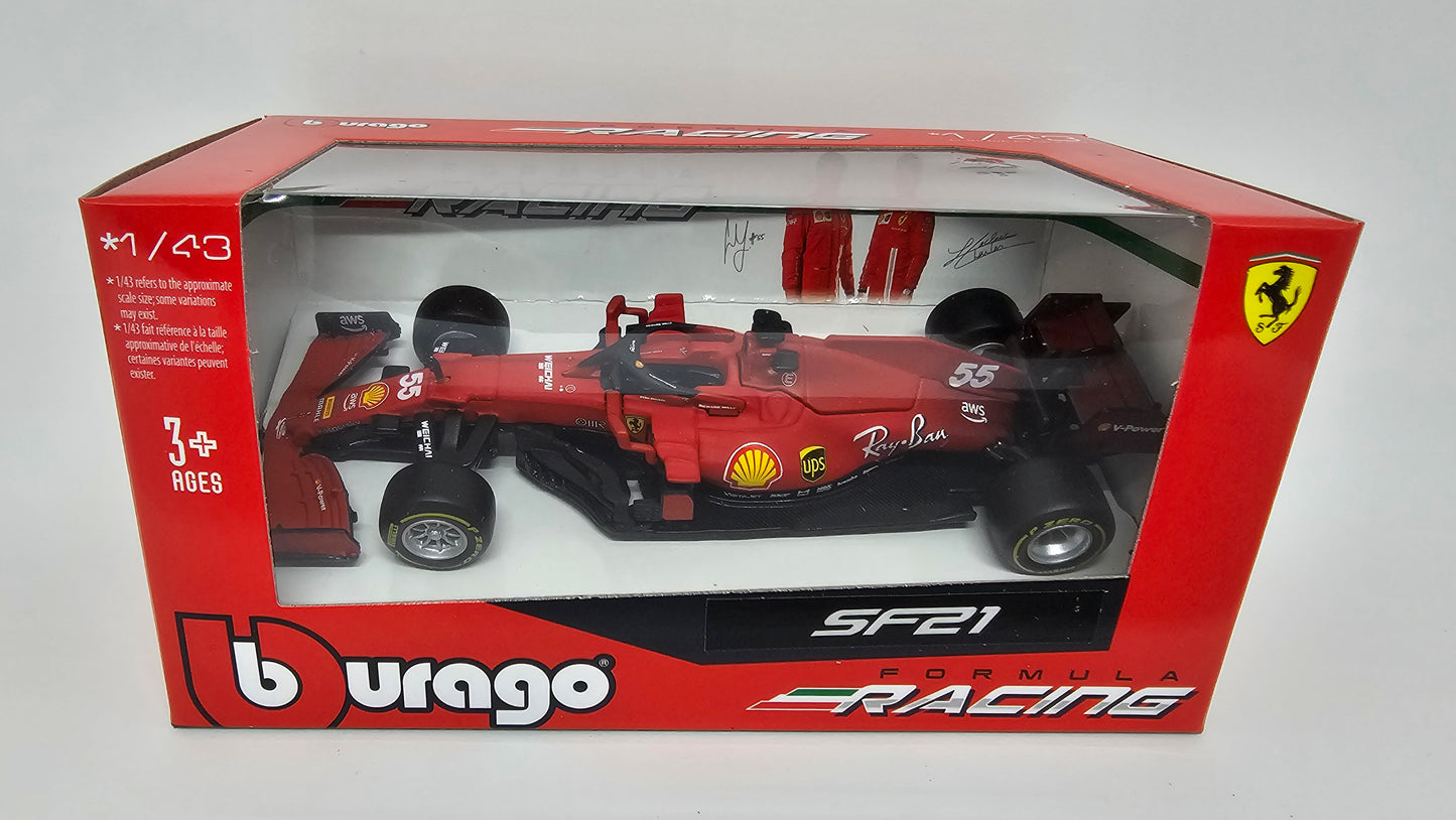Ferrari F1 SF21 #55 Carlos Sainz - 2021 - F1 Burago Escala 1/43