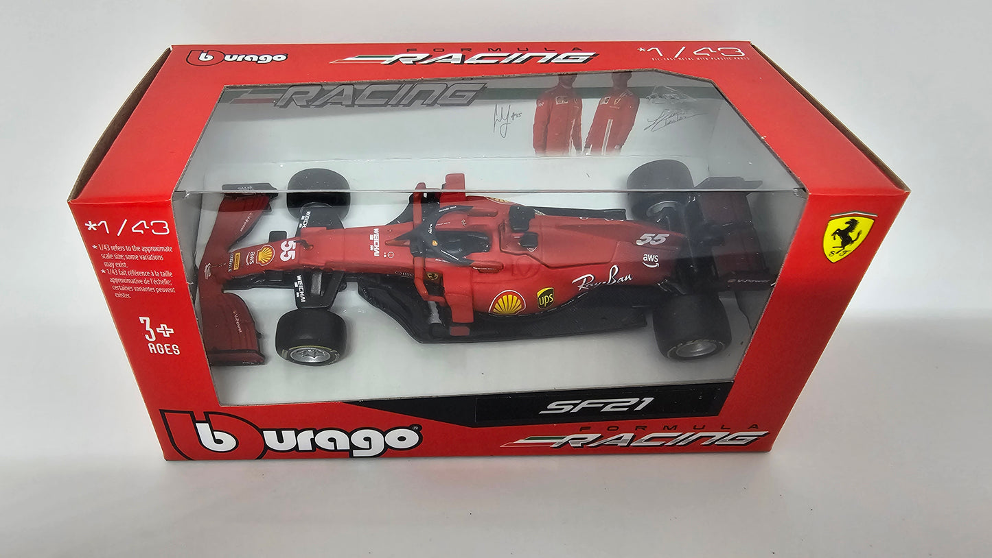 Ferrari F1 SF21 #55 Carlos Sainz - 2021 - F1 Burago Escala 1/43