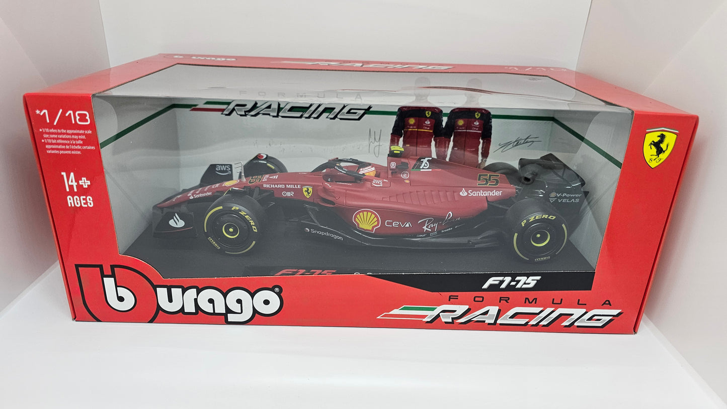 Ferrari F1-75 #55 2022 Carlos Sainz Escala 1/18 Burago