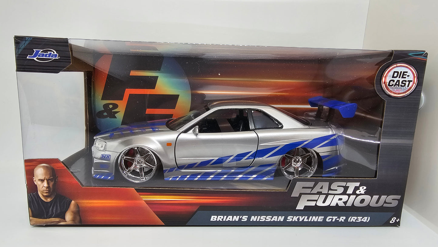 Nissan Skyline GT-R R34 de Brian - "RAPIDO Y FURIOSO 2" - Escala 1/24 - Jada