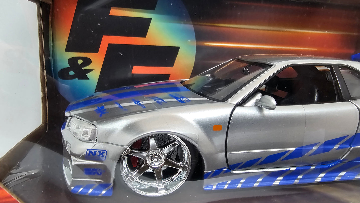 Nissan Skyline GT-R R34 de Brian - "RAPIDO Y FURIOSO 2" - Escala 1/24 - Jada