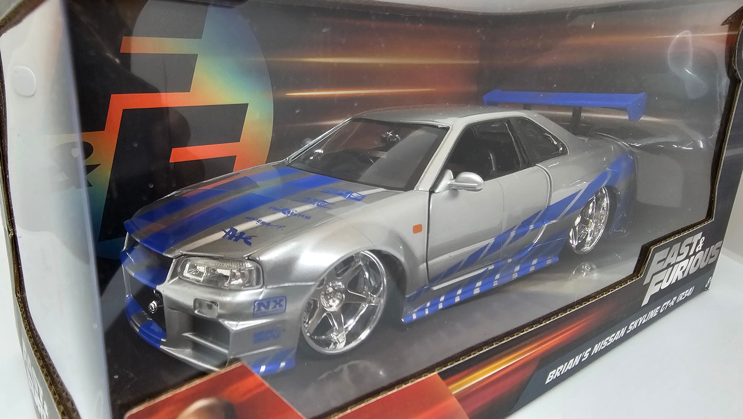 Nissan Skyline GT-R R34 de Brian - "RAPIDO Y FURIOSO 2" - Escala 1/24 - Jada