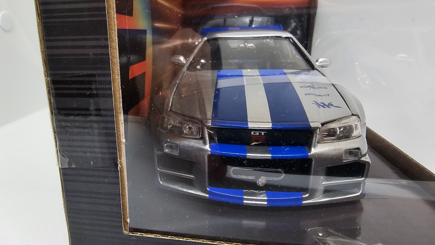 Nissan Skyline GT-R R34 de Brian - "RAPIDO Y FURIOSO 2" - Escala 1/24 - Jada