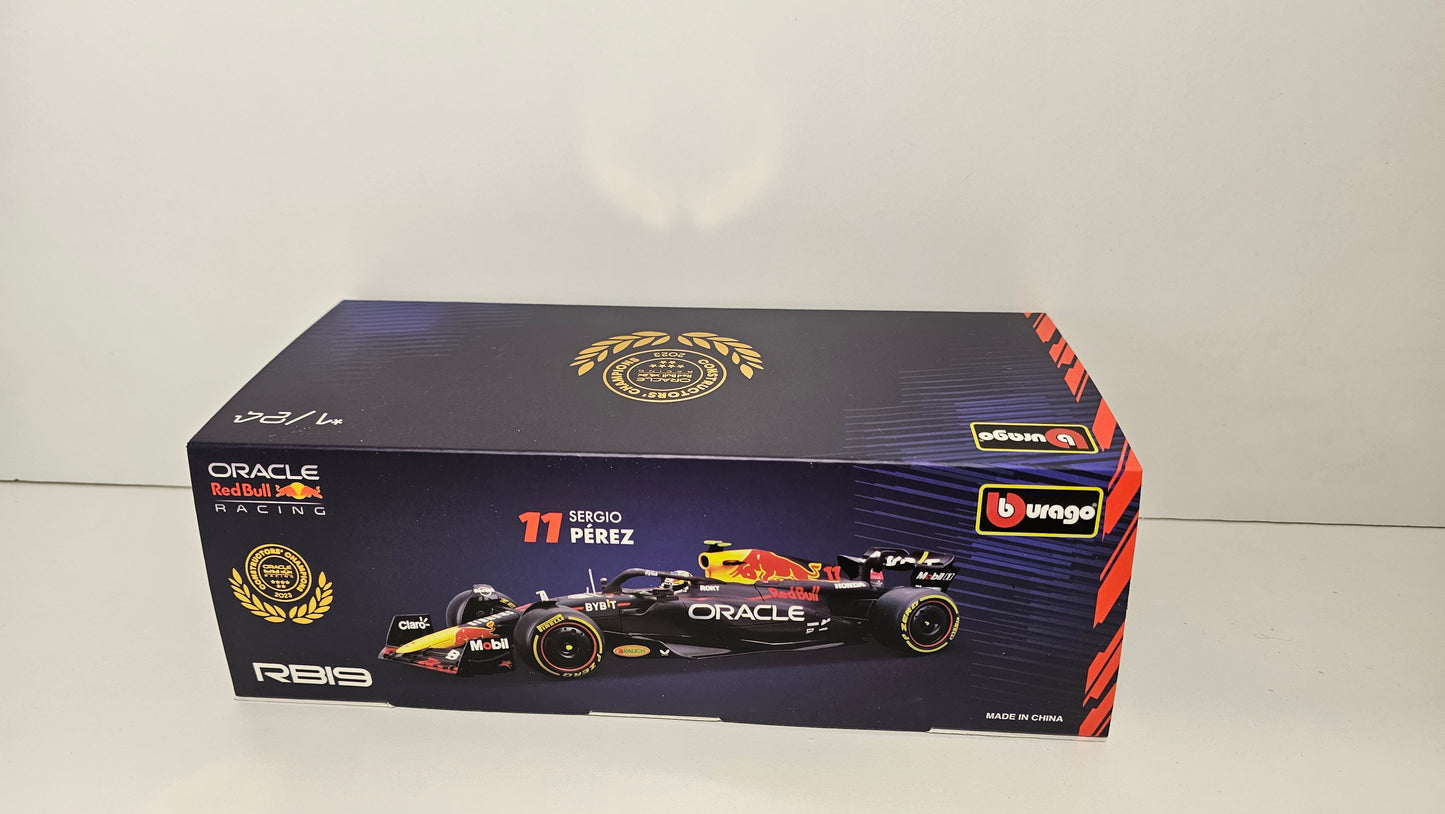 Red Bull Racing F1 RB19 #11 Sergio Perez 2023 - F1 Burago - Escala 1/24 c/acrílico