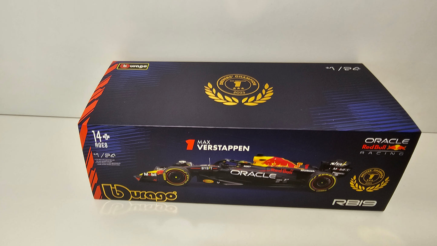 Red Bull Racing F1 RB19 #1 Max Verstappen 2023 - F1 Burago - Escala 1/24 c/acrílico