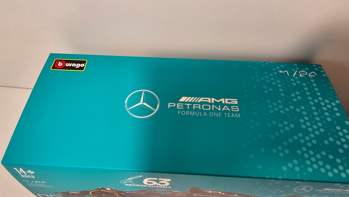 Mercedes AMG F1 W14 E Performance #63 G. Russell - 2023 - F1 Burago - Escala 1/24 c/acrílico