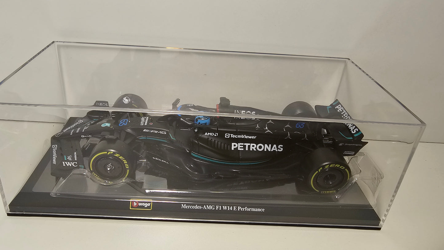 Mercedes AMG F1 W14 E Performance #63 G. Russell - 2023 - F1 Burago - Escala 1/24 c/acrílico