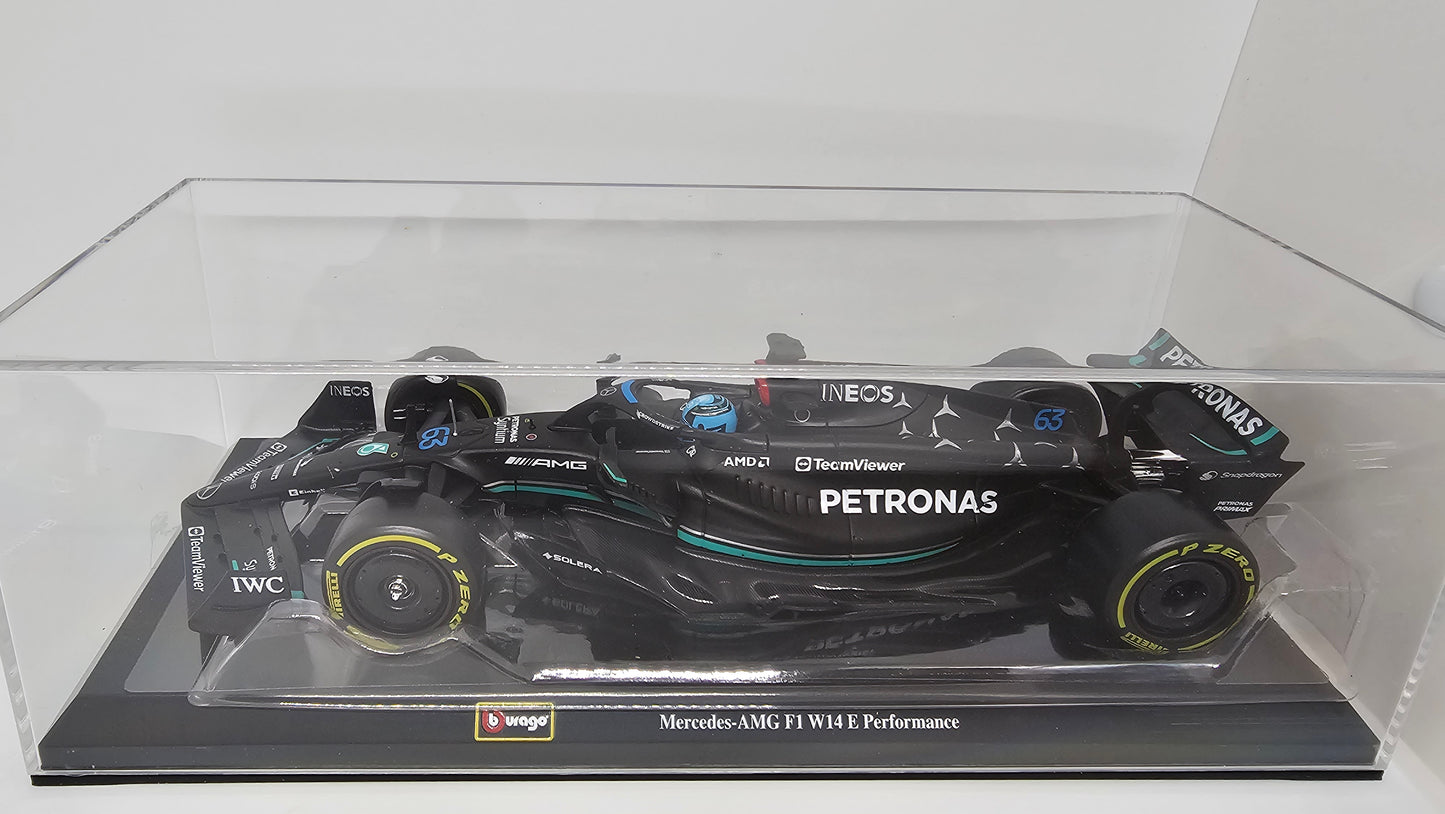 Mercedes AMG F1 W14 E Performance #63 G. Russell - 2023 - F1 Burago - Escala 1/24 c/acrílico