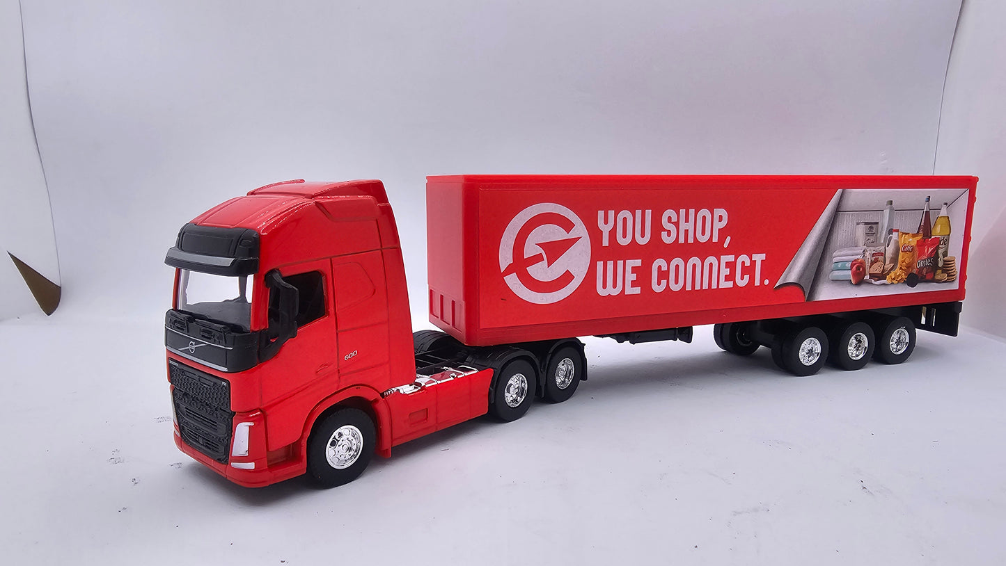 Camion Furgon Volvo FH - Escala 1/64 - Welly - (Sin Caja)