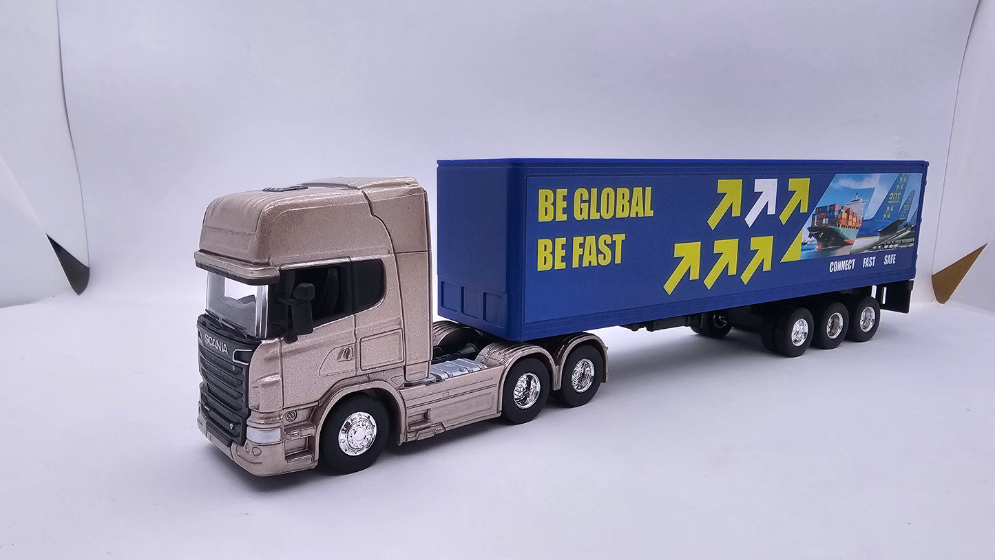 Camion Furgon Scania V8 R730 - Escala 1/64 - Welly - (Sin Caja)