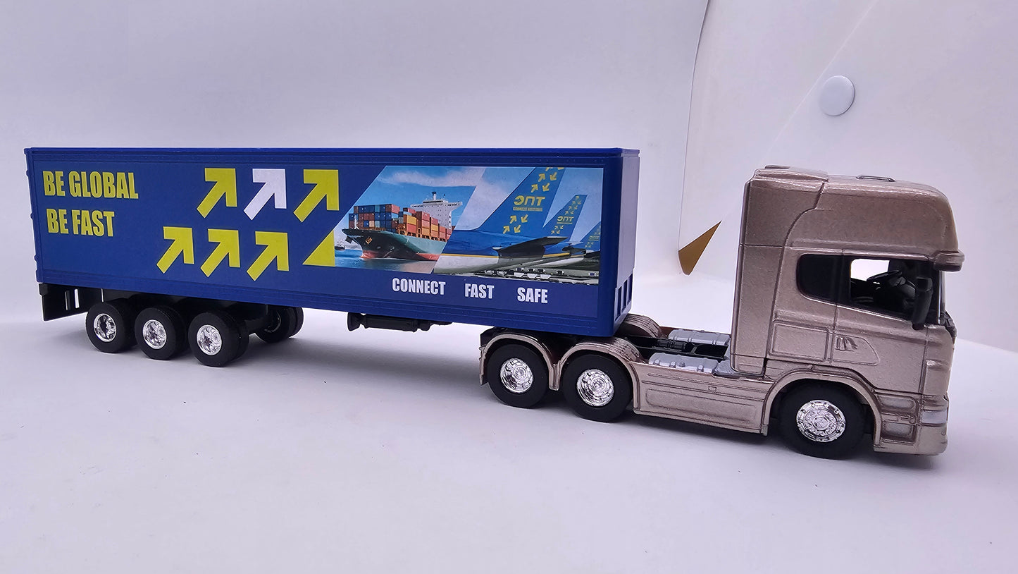 Camion Furgon Scania V8 R730 - Escala 1/64 - Welly - (Sin Caja)