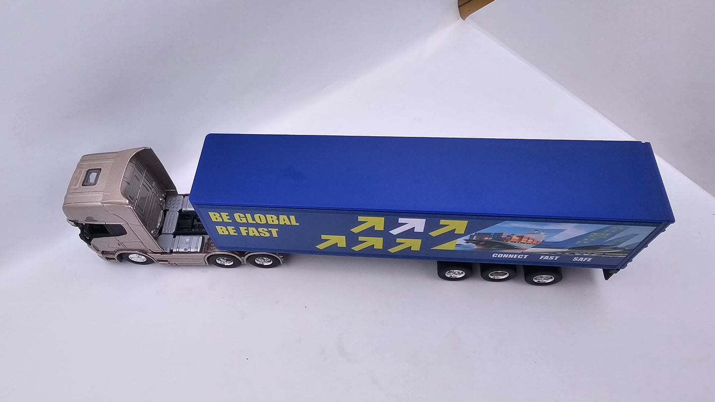 Camion Furgon Scania V8 R730 - Escala 1/64 - Welly - (Sin Caja)