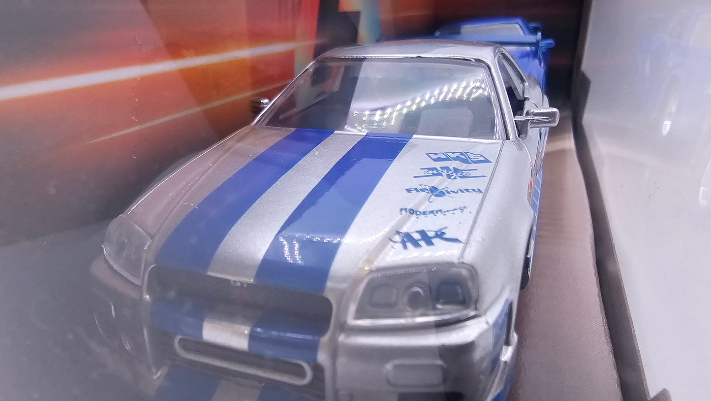 Combo Nissan Skyline GT-R (R34) de Brian - "RAPIDO Y FURIOSO" - Escala 1/32 - Jada