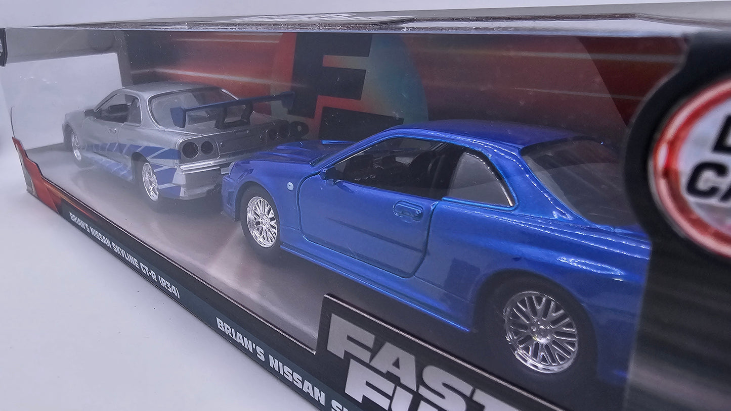 Combo Nissan Skyline GT-R (R34) de Brian - "RAPIDO Y FURIOSO" - Escala 1/32 - Jada