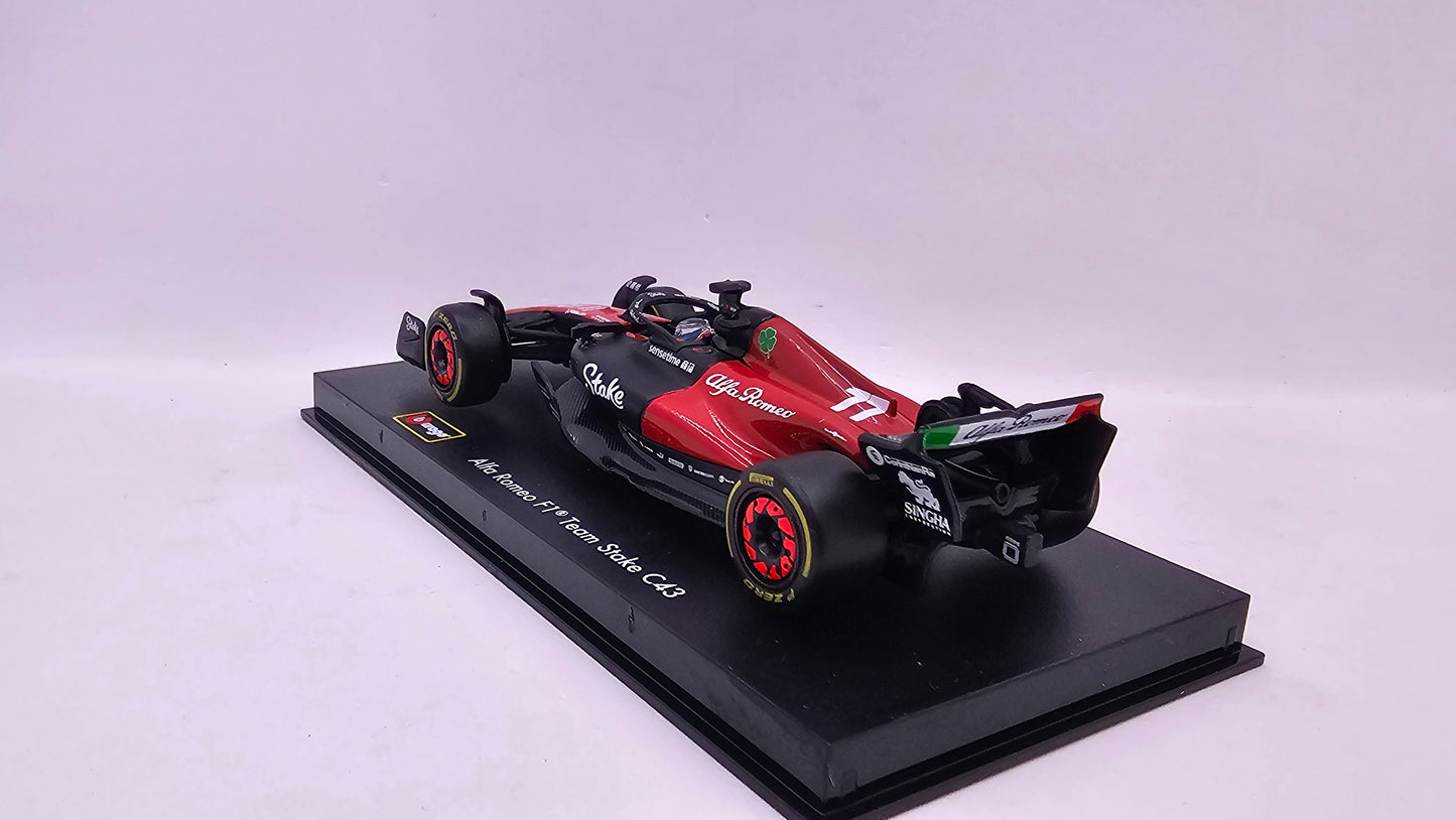 Alfa Romeo Formula 1 C43 #77 Valtteri Bottas - 2023 - F1 Burago Escala 1/43 C/Acrílico y Piloto