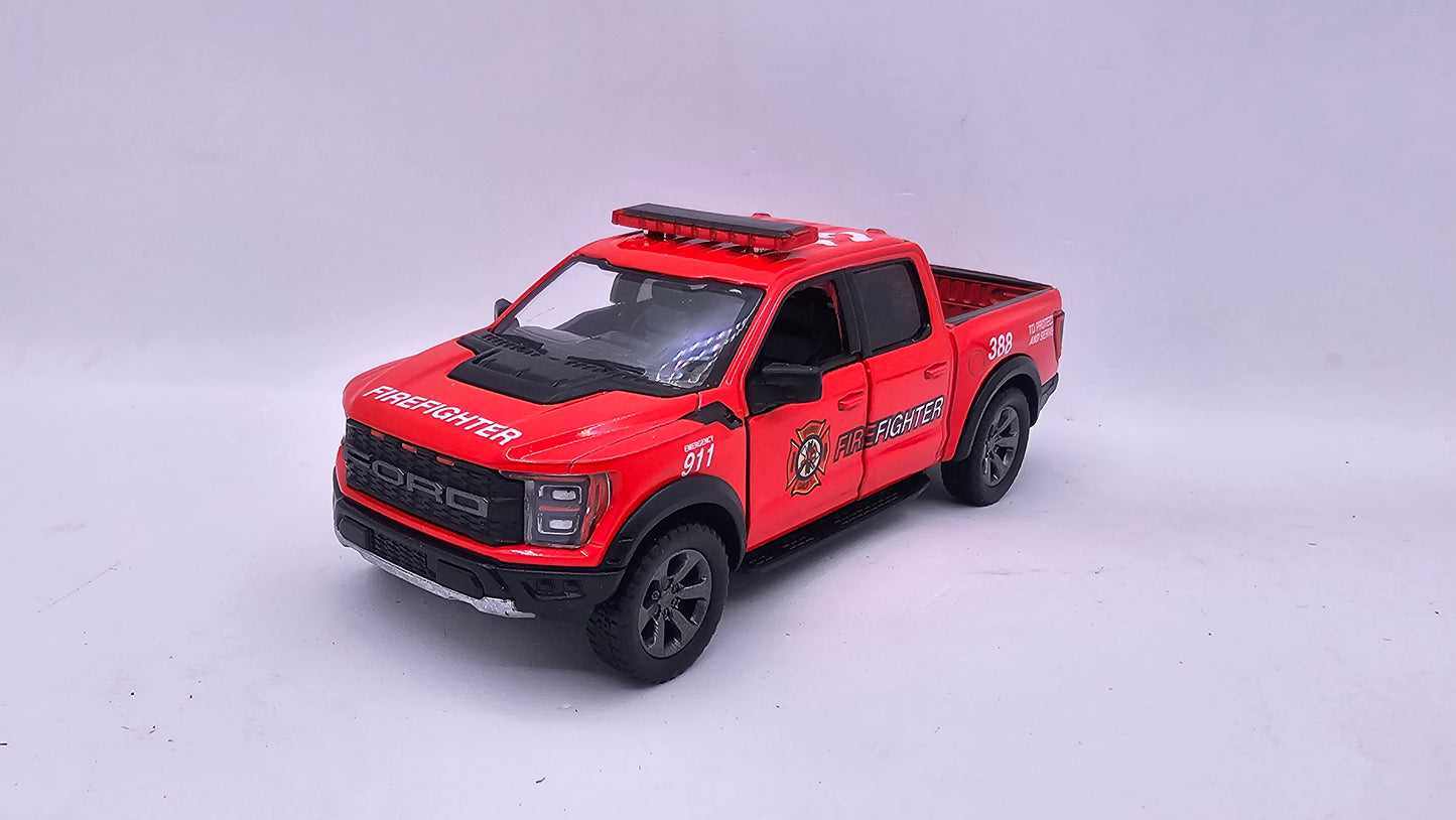 Ford F-150 Raptor de Bomberos - Escala 1/46 - Kinsmart - (Sin caja)