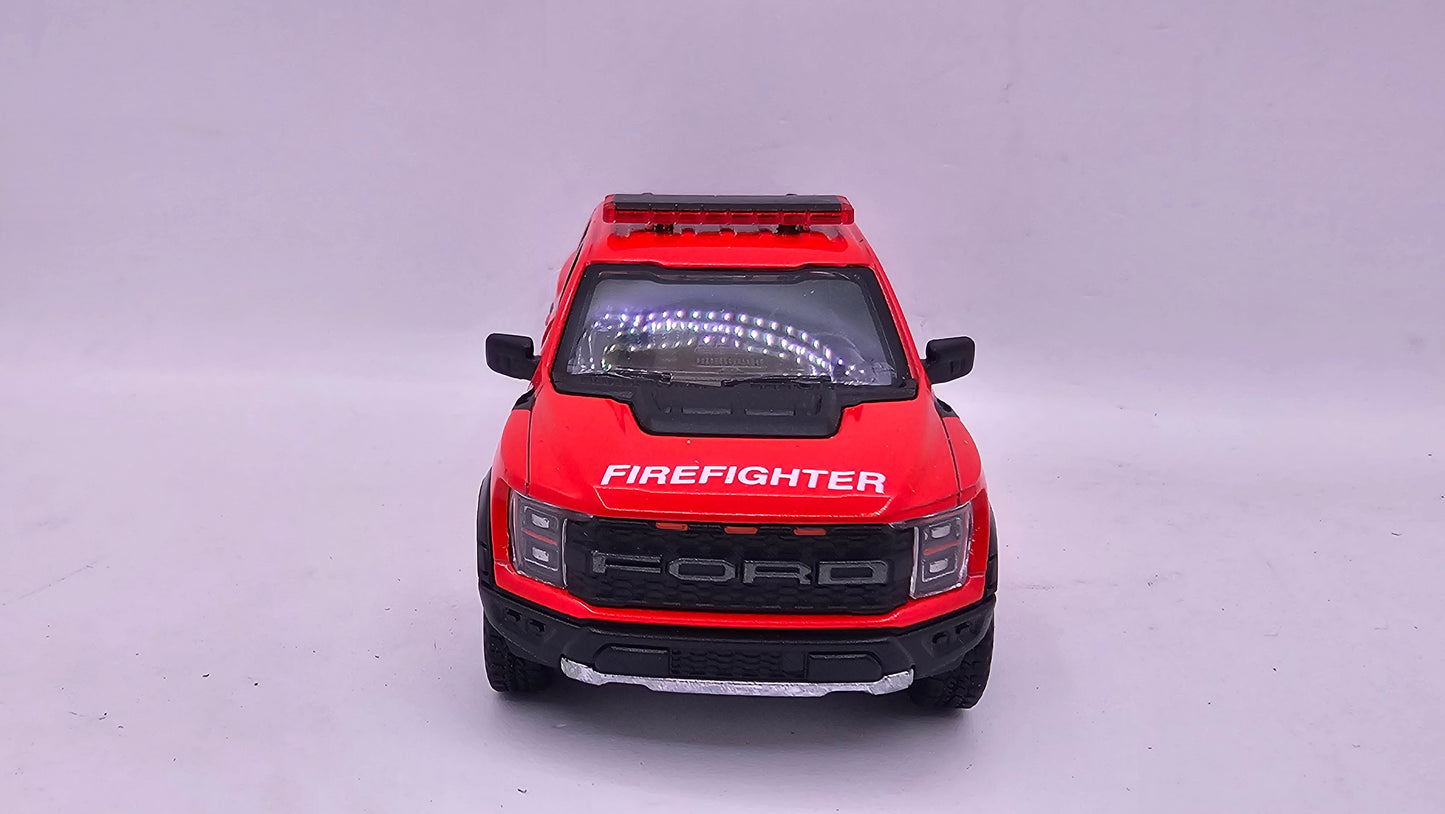 Ford F-150 Raptor de Bomberos - Escala 1/46 - Kinsmart - (Sin caja)