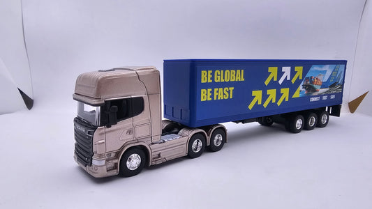 Camion Furgon Scania V8  R730 -  Escala 1/64 - Welly - (Sin Caja)