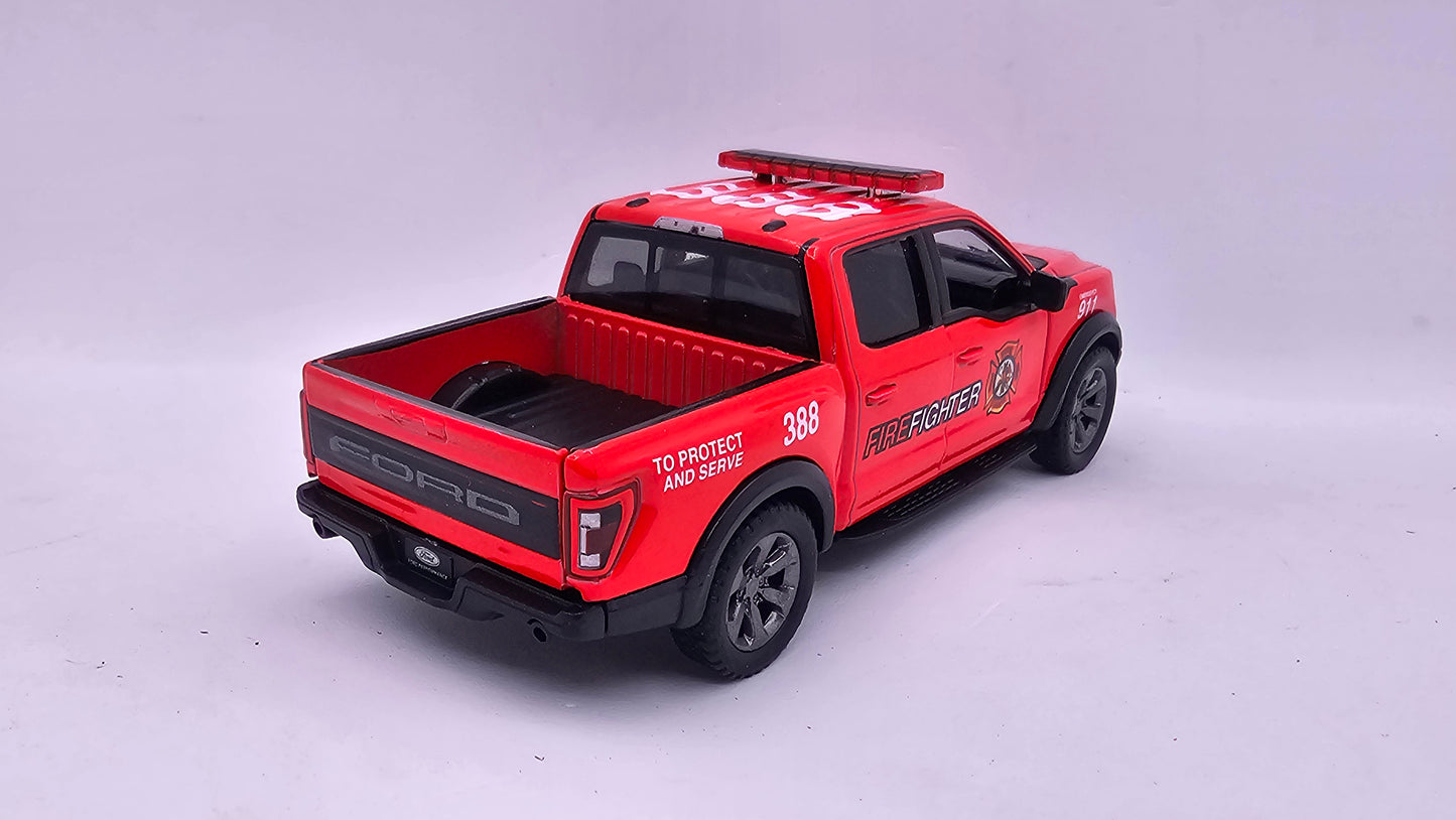 Ford F-150 Raptor de Bomberos - Escala 1/46 - Kinsmart - (Sin caja)