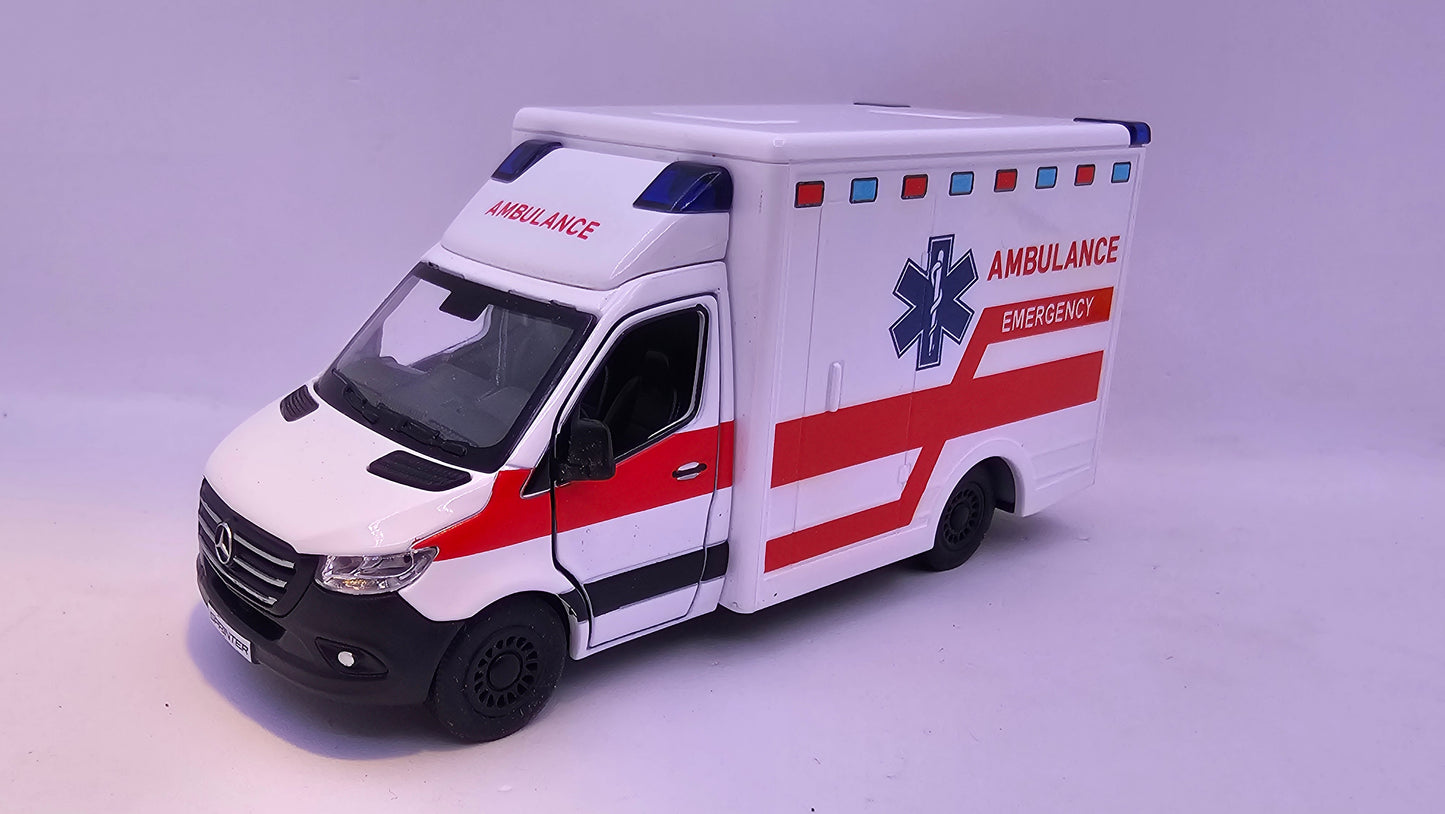Mercedes Benz Sprinter Ambulancia - Escala 1/48 - Kinsmart - (Sin caja)