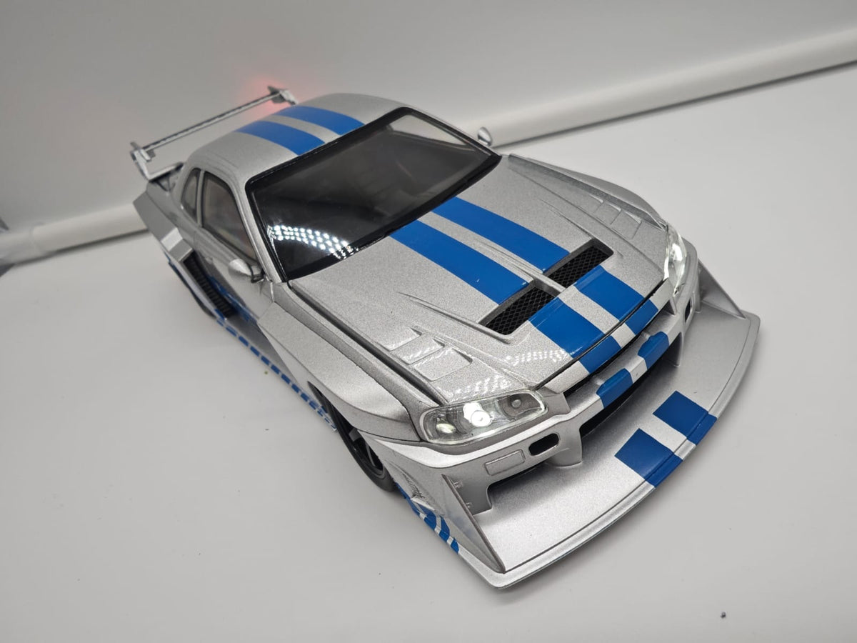 Nissan Skyline GT-R R34 Liberty Walk de Rapido y Furioso - Escala 1/24 - c/Luz y Sonido - (sin caja)