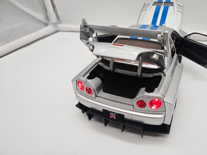 Nissan Skyline GT-R R34 Liberty Walk de Rapido y Furioso - Escala 1/24 - c/Luz y Sonido - (sin caja)