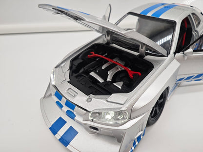 Nissan Skyline GT-R R34 Liberty Walk de Rapido y Furioso - Escala 1/24 - c/Luz y Sonido - (sin caja)