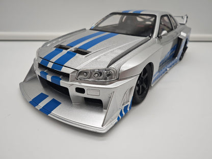 Nissan Skyline GT-R R34 Liberty Walk de Rapido y Furioso - Escala 1/24 - c/Luz y Sonido - (sin caja)