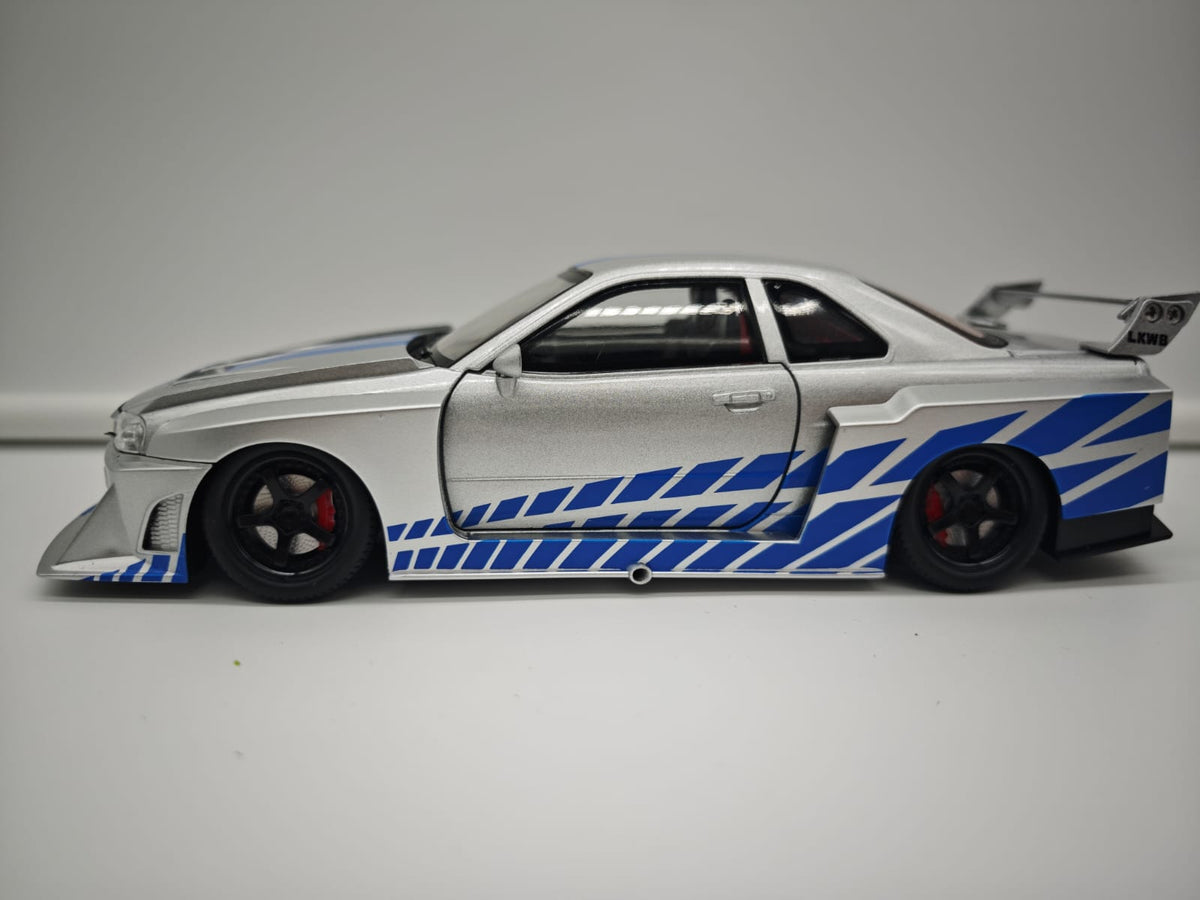 Nissan Skyline GT-R R34 Liberty Walk de Rapido y Furioso - Escala 1/24 - c/Luz y Sonido - (sin caja)