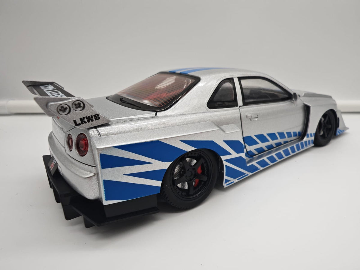 Nissan Skyline GT-R R34 Liberty Walk de Rapido y Furioso - Escala 1/24 - c/Luz y Sonido - (sin caja)