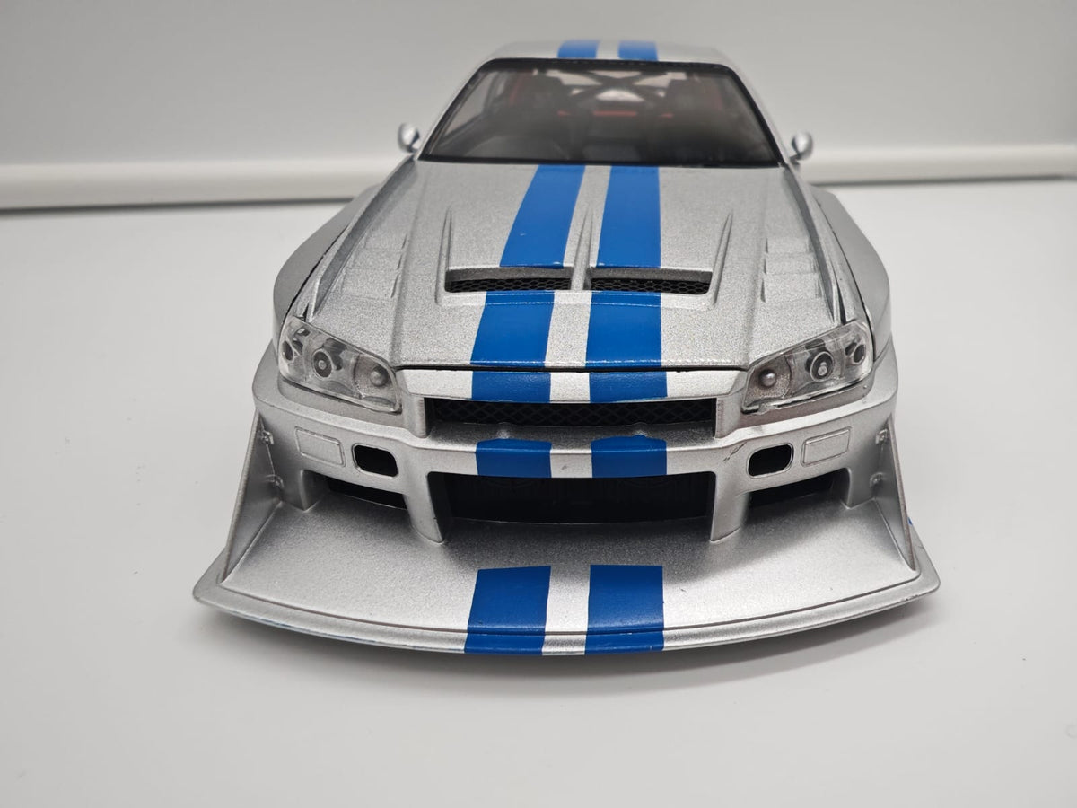Nissan Skyline GT-R R34 Liberty Walk de Rapido y Furioso - Escala 1/24 - c/Luz y Sonido - (sin caja)