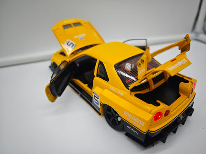 Nissan Skyline GT-R R34 Liberty Walk - Escala 1/24 - c/Luz y Sonido - (sin caja)