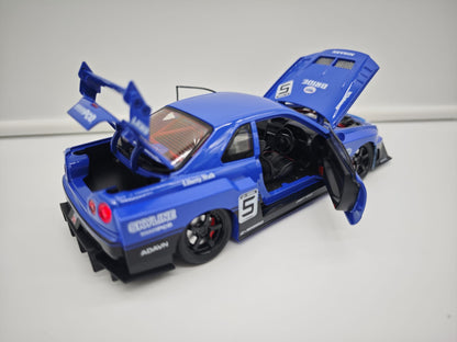 Nissan Skyline GT-R R34 Liberty Walk - Escala 1/24 - c/Luz y Sonido - (sin caja)