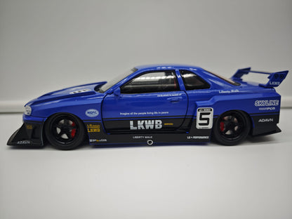 Nissan Skyline GT-R R34 Liberty Walk - Escala 1/24 - c/Luz y Sonido - (sin caja)