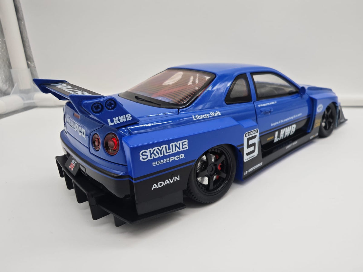 Nissan Skyline GT-R R34 Liberty Walk - Escala 1/24 - c/Luz y Sonido - (sin caja)