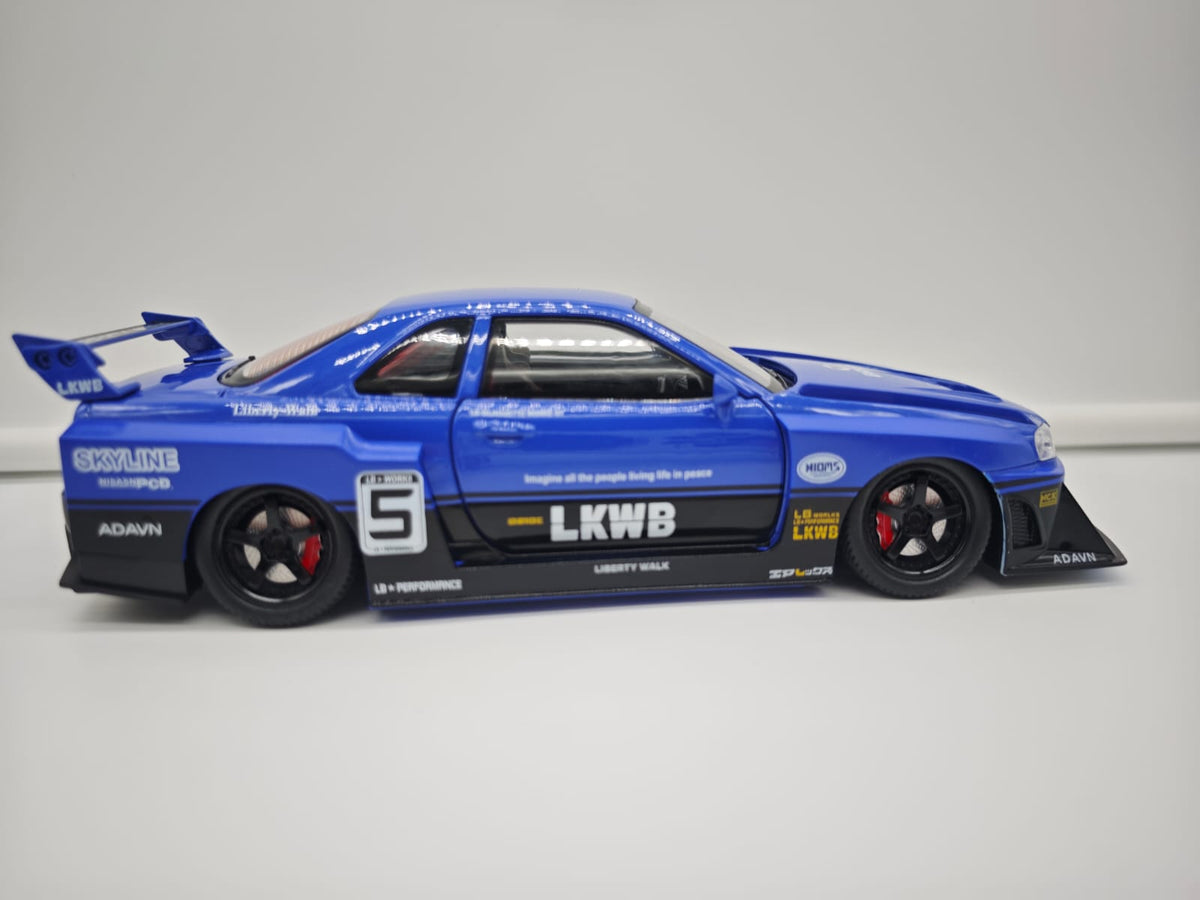 Nissan Skyline GT-R R34 Liberty Walk - Escala 1/24 - c/Luz y Sonido - (sin caja)