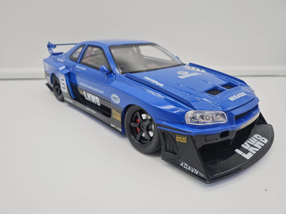 Nissan Skyline GT-R R34 Liberty Walk - Escala 1/24 - c/Luz y Sonido - (sin caja)