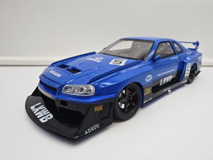 Nissan Skyline GT-R R34 Liberty Walk - Escala 1/24 - c/Luz y Sonido - (sin caja)