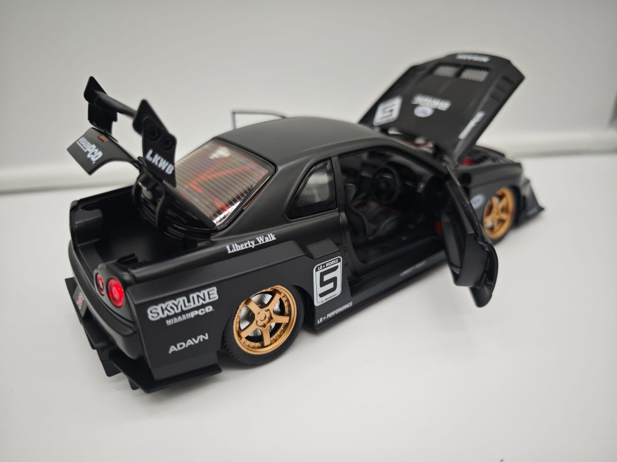 Nissan Skyline GT-R R34 Liberty Walk - Escala 1/24 - c/Luz y Sonido - (sin caja)