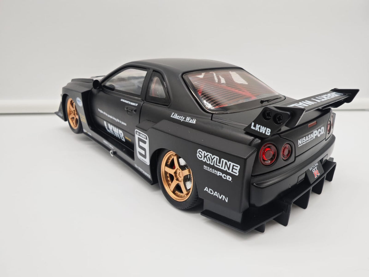 Nissan Skyline GT-R R34 Liberty Walk - Escala 1/24 - c/Luz y Sonido - (sin caja)