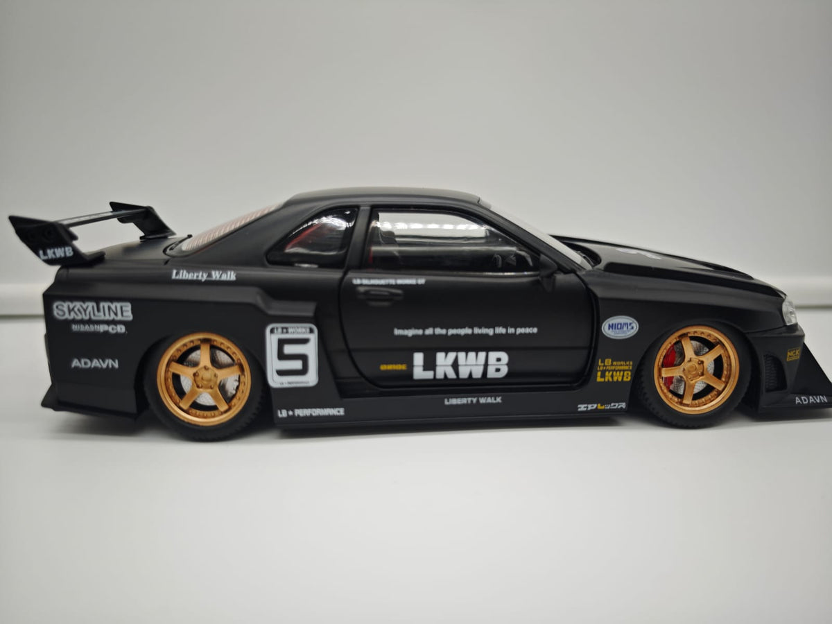 Nissan Skyline GT-R R34 Liberty Walk - Escala 1/24 - c/Luz y Sonido - (sin caja)