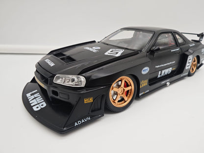 Nissan Skyline GT-R R34 Liberty Walk - Escala 1/24 - c/Luz y Sonido - (sin caja)
