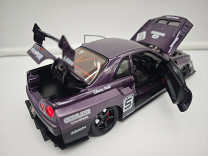 Nissan Skyline GT-R R34 Liberty Walk - Escala 1/24 - c/Luz y Sonido - (sin caja)
