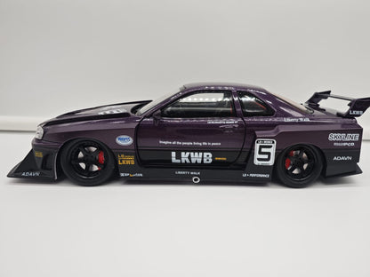 Nissan Skyline GT-R R34 Liberty Walk - Escala 1/24 - c/Luz y Sonido - (sin caja)