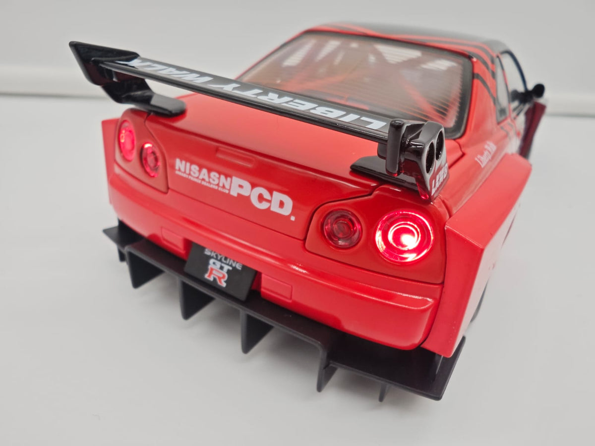 Nissan Skyline GT-R R34 Liberty Walk - Escala 1/24 - c/Luz y Sonido - (sin caja)