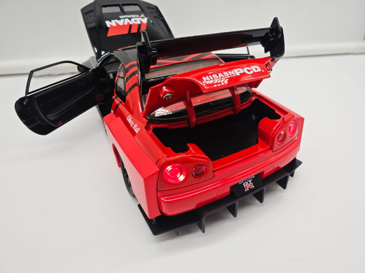 Nissan Skyline GT-R R34 Liberty Walk - Escala 1/24 - c/Luz y Sonido - (sin caja)