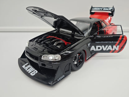 Nissan Skyline GT-R R34 Liberty Walk - Escala 1/24 - c/Luz y Sonido - (sin caja)