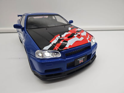 Nissan Skyline GT-R R34 Nismo - Escala 1/24 - c/Luz y Sonido - (sin caja)