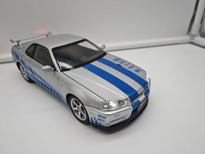 Nissan Skyline GT-R R34 2002 Brian O'Conner Rapido y Furioso - Escala 1/24 - c/Luz y Sonido - (sin caja)