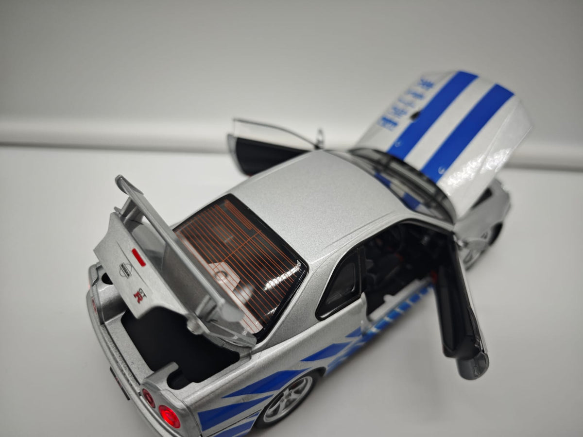 Nissan Skyline GT-R R34 2002 Brian O'Conner Rapido y Furioso - Escala 1/24 - c/Luz y Sonido - (sin caja)
